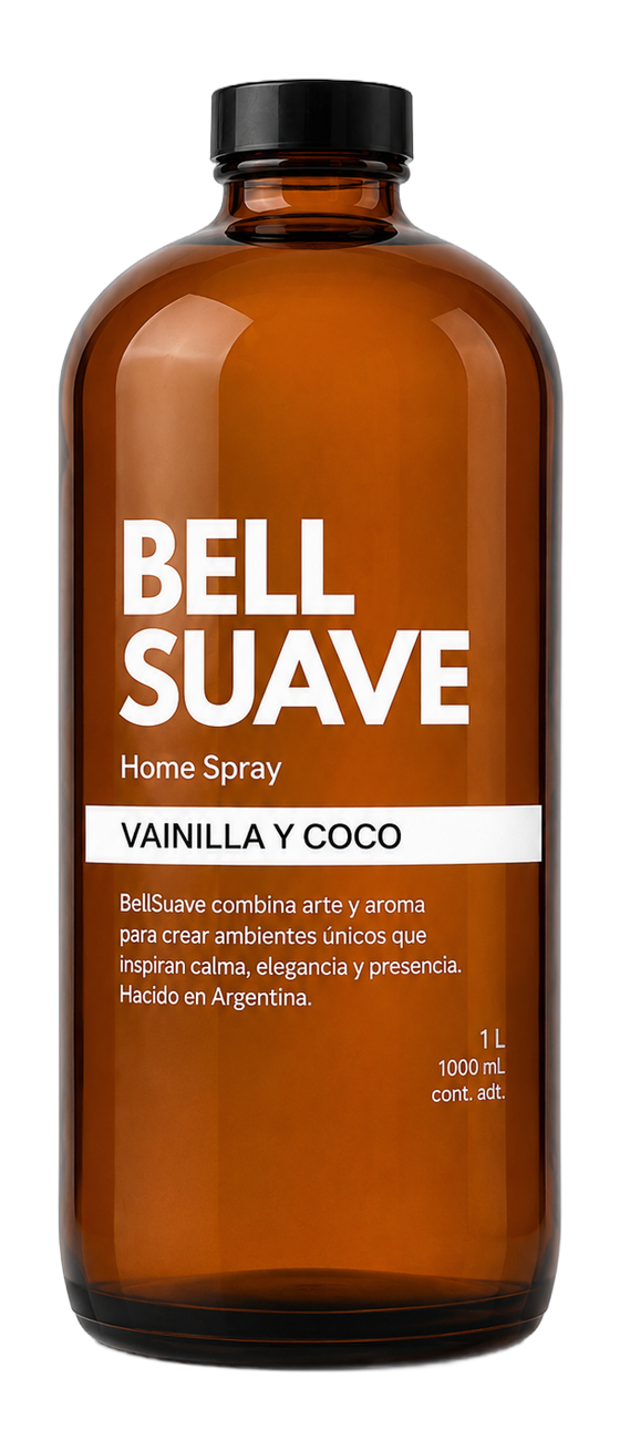 Perfumina BellSuave de 1 litro: botella de vidrio ámbar con tapa a rosca